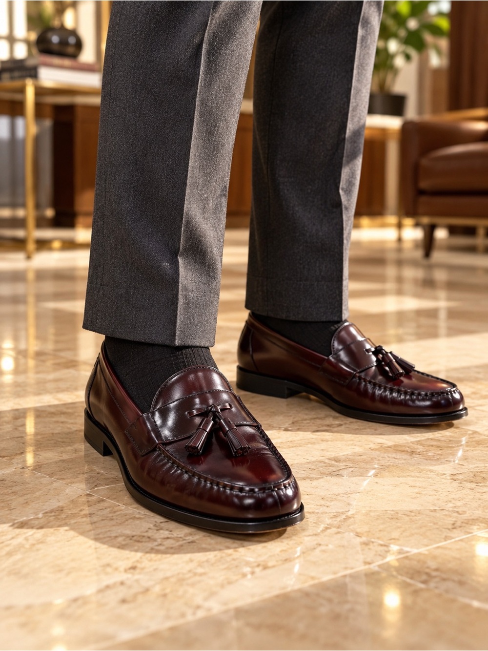 Cole Haan Men’s Pinch Tassel loafers in Oxblood 11B